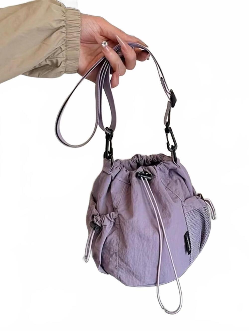 New -Sporty & Stylish Drawstring Crossbody Bag -Purple
